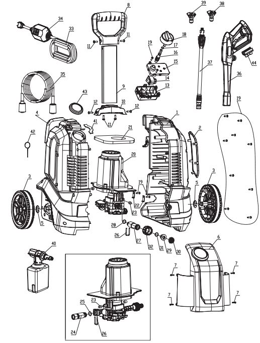 GREEN WORKS GPW 1703 parts repair manual